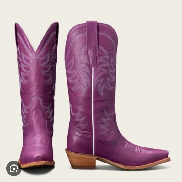 EUC Tecovas "The Annie" in Violet Purple Leather Tall Cowboy Boots for Cowgirls - Picture 3 of 8